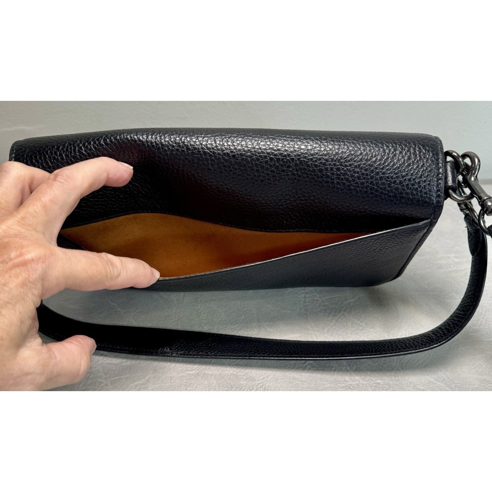 Coach CE562 Morgan Shoulder Bag Black Pebbled Leather Crossbody Handbag + Wallet - Picture 9 of 15